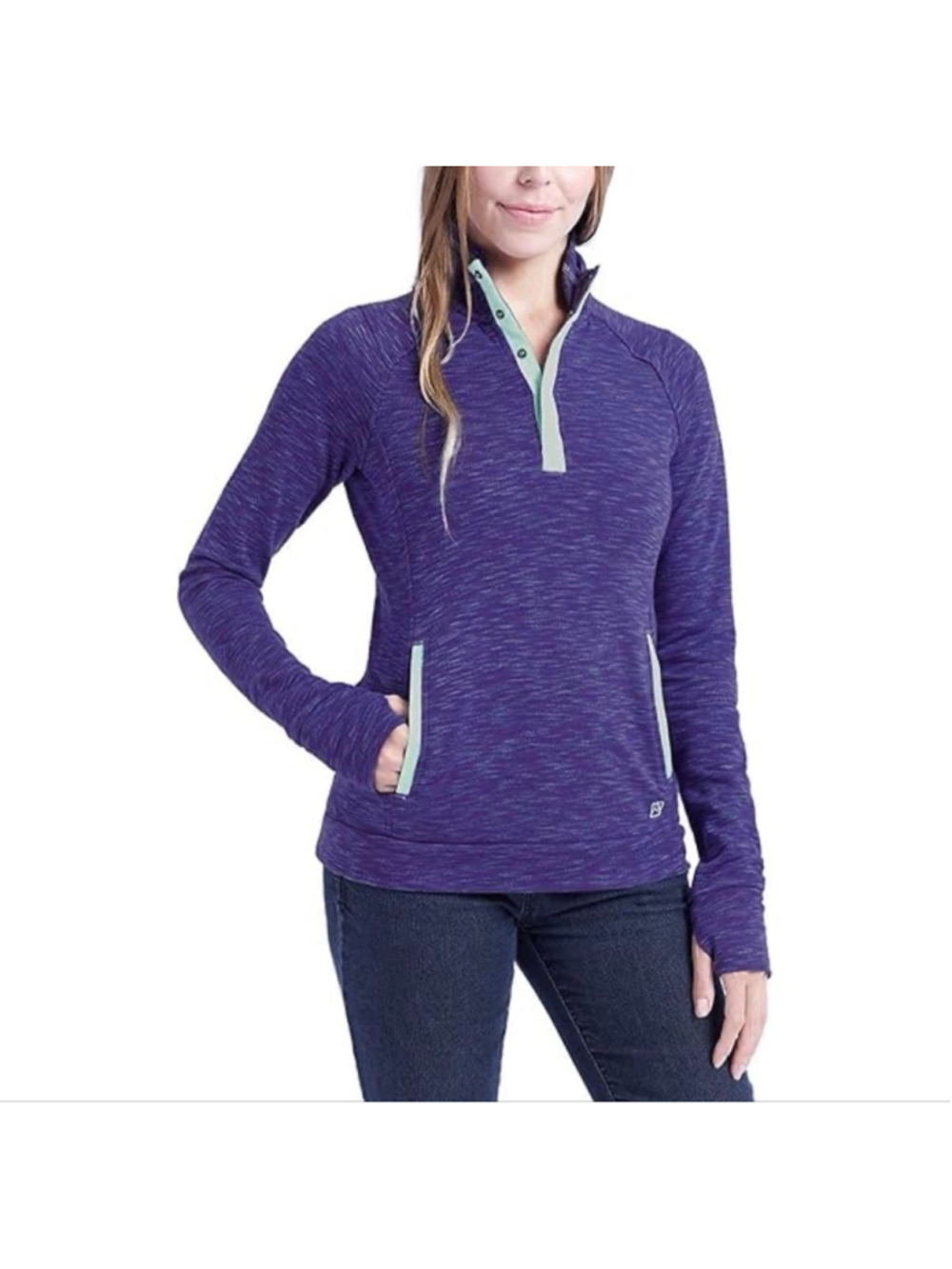 Avalanche Purple Space Dye Sweatshirt L with Light Green Accents